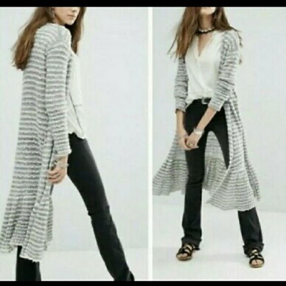 FREE PEOPLE Alpaca Duster Cardigan Grey Combination NWOT - Picture 5 of 13